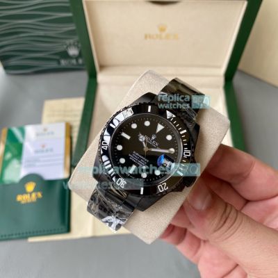 High Replica Rolex Submariner Watch Black Face Rose Black strap Black Ceramic Bezel  40mm